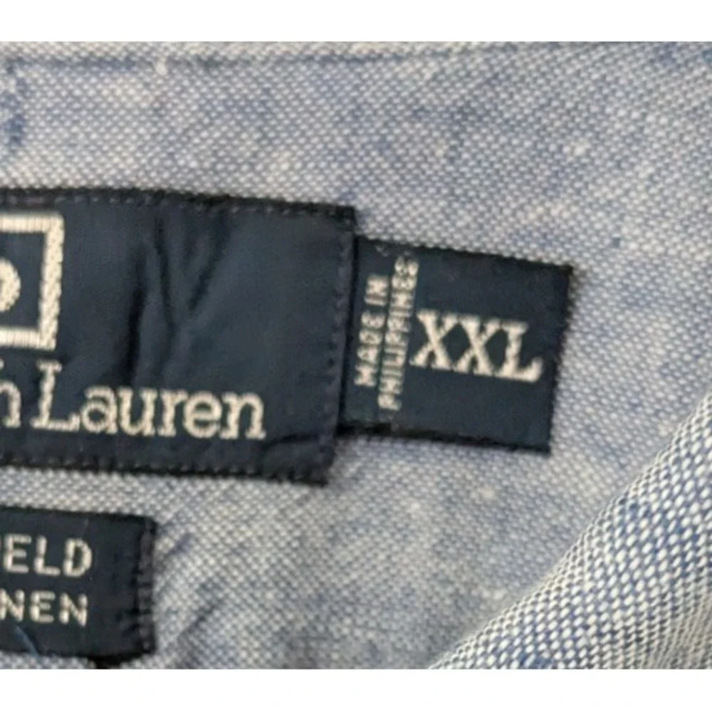 Polo Ralph Lauren Whitfield Men's Long Sleeve Button Down Linen Shirt Blue XXL